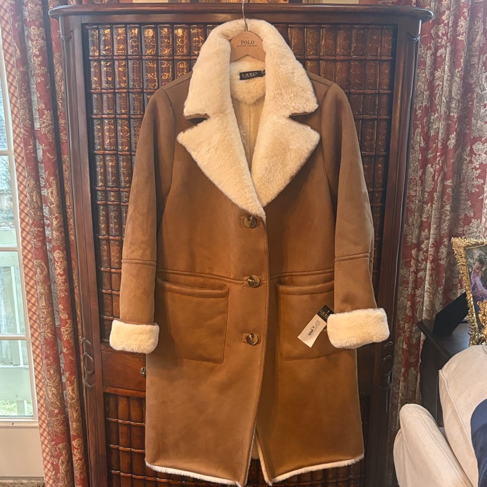 Ralph Lauren Women’s faux suede shearling coat NWT